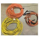 2 extension cords, jumper cables