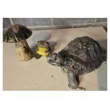 Turtle, frog, mushroom