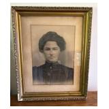 Beautiful Antique Portrait in ornate geso
