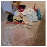 Composition doll, girl scout hats, scarves,