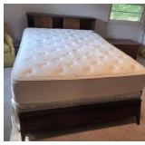 MCM Danish style bookcase headboard bed frame w/