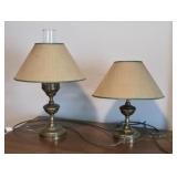Pr Brass lamps