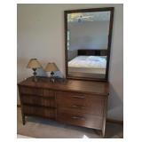 MCM Danish style 6dr dresser W/etched mirror -