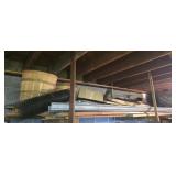 Contents of upper rack, lumber, copper, baskets