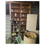 Open shelf with contents, Cherry pitter, canning