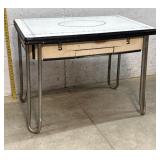 1 Drawer Enamel Top Table Black&White 40/25/30