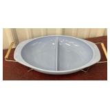 Pyrex Delphite Blue Divided Serving Dish And wire