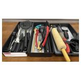 Kitchen utensils w/rubbermaid organizers
