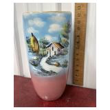 Sailboat/ cottage vase *has chip