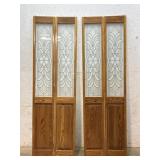 2 Oak Folding Doors w/ etched glass 24/80