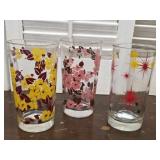 3 Retro Water Glasses