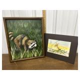 2 paintings - Bunny & Jimmy :) Raccoon