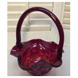 Ruby red strawberry glass basket