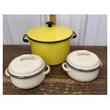 Enamelware pots w/ lids