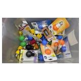 Box of colorful light bulbs -