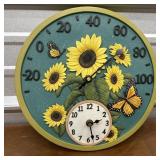 Clock-thermometer sunflowers & butterflies - Heavy