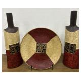 2 Large bottles & Lg plate on easel