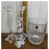 Crystal ice bucket, candle sticks