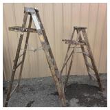 2 Wooden Step Ladders for decorating use
