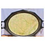 Vintage XL Silver Plate Tray with Ithaca Map on