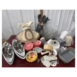 Pitcher and basin, punch bowl and cups, bread