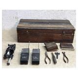 Early Wood Box 24/12/7-w/ Tools & Browni