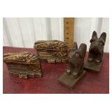 2pr Bookends horse and dogs