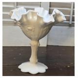 Fenton cabbage Rose pedestal compote