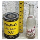 Cen-Pe-Co Oil Can & Pepsi Cola Bottle - no