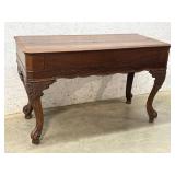 Walnut Desk w/ Fancy Legs & Metal Work 64/26/33