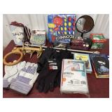 End of consignment menagerie curtain rod, gloves,