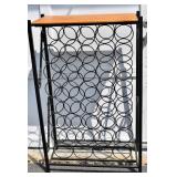 Cast Metal/Wood Top Wine Holder-Table