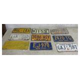 9 License Plates - various years & states