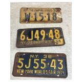 3 Vintage License Plates