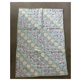 Handmade baby quilt aprx 49x35 lt greens &blues