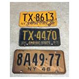 3 Early NY License Plates