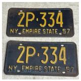 1957 NY Empire State License Plates (2)