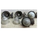 Industrial Lights w/glass shades (4)
