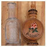Antique Glass & Wood Mini Perfume Bottles