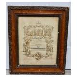 Antique Marriage Certificate in Beautiful Frame