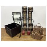 Modern home baskets and candle holders. Plant