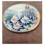 Limoges? Hand painted china brooch
