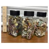 3 Jars Of Misc Jewelry