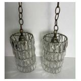 Pair of Hanging Crystal Glass Pendant Lamps Need
