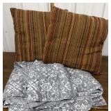 Bedspread, pillow shams, pillows *small tear on
