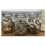 3 Jars Of Misc Jewelry