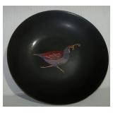 Mid Century COUROC Inlaid Pheasant Bowl 7 3/4"