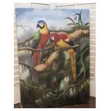 Pretty signed painting on canvas - macaws?