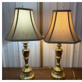 Pair of brass lamps w/ shades