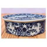Blue & White Chinoiserie Scalloped Lidded Ceramic